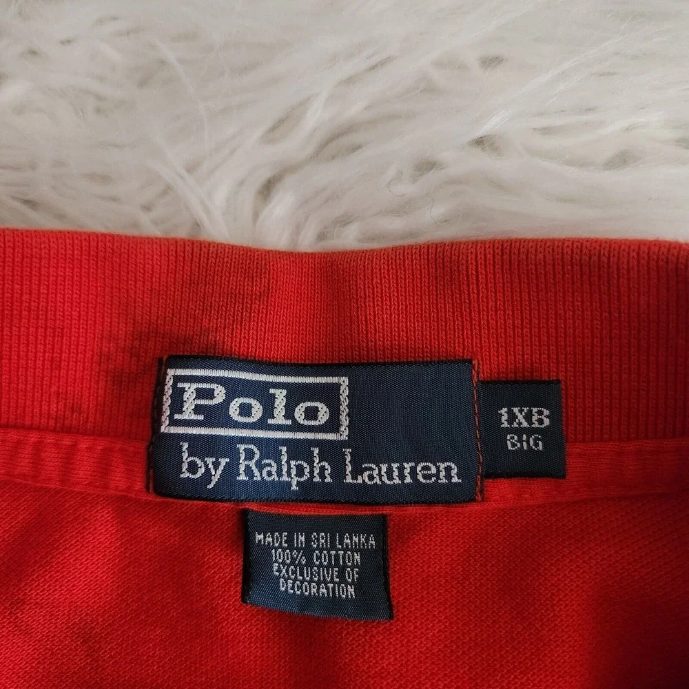 Vtg Polo Ralph Lauren Polo Shirt‎ Mens 1XB Big Duel Match 3 Big Pony Red